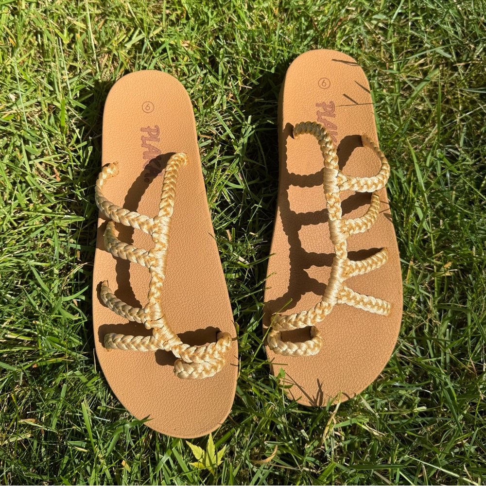 Plaka Braided Rope Sandals w/ Arch Support Flat Summer Shoes Size Size 9 EUR 40